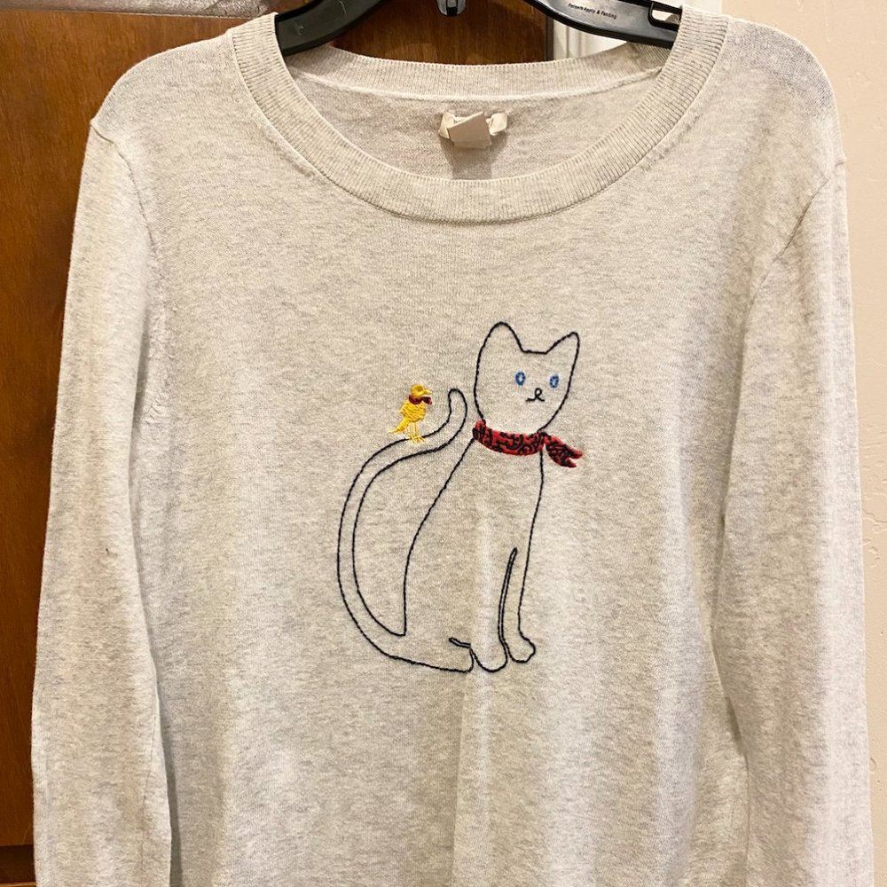 J. Crew Cat wearing a Scarf Sweater
